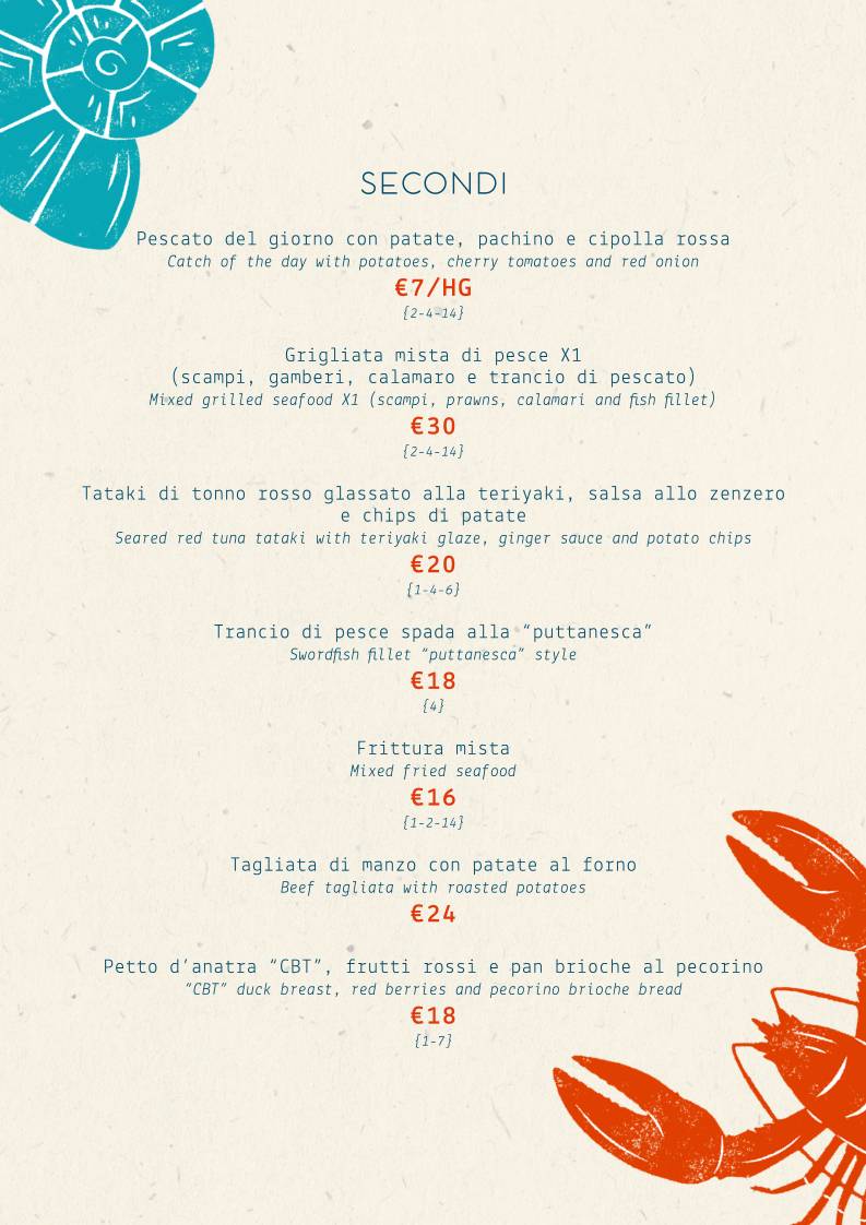 Ristorante Briseide меню