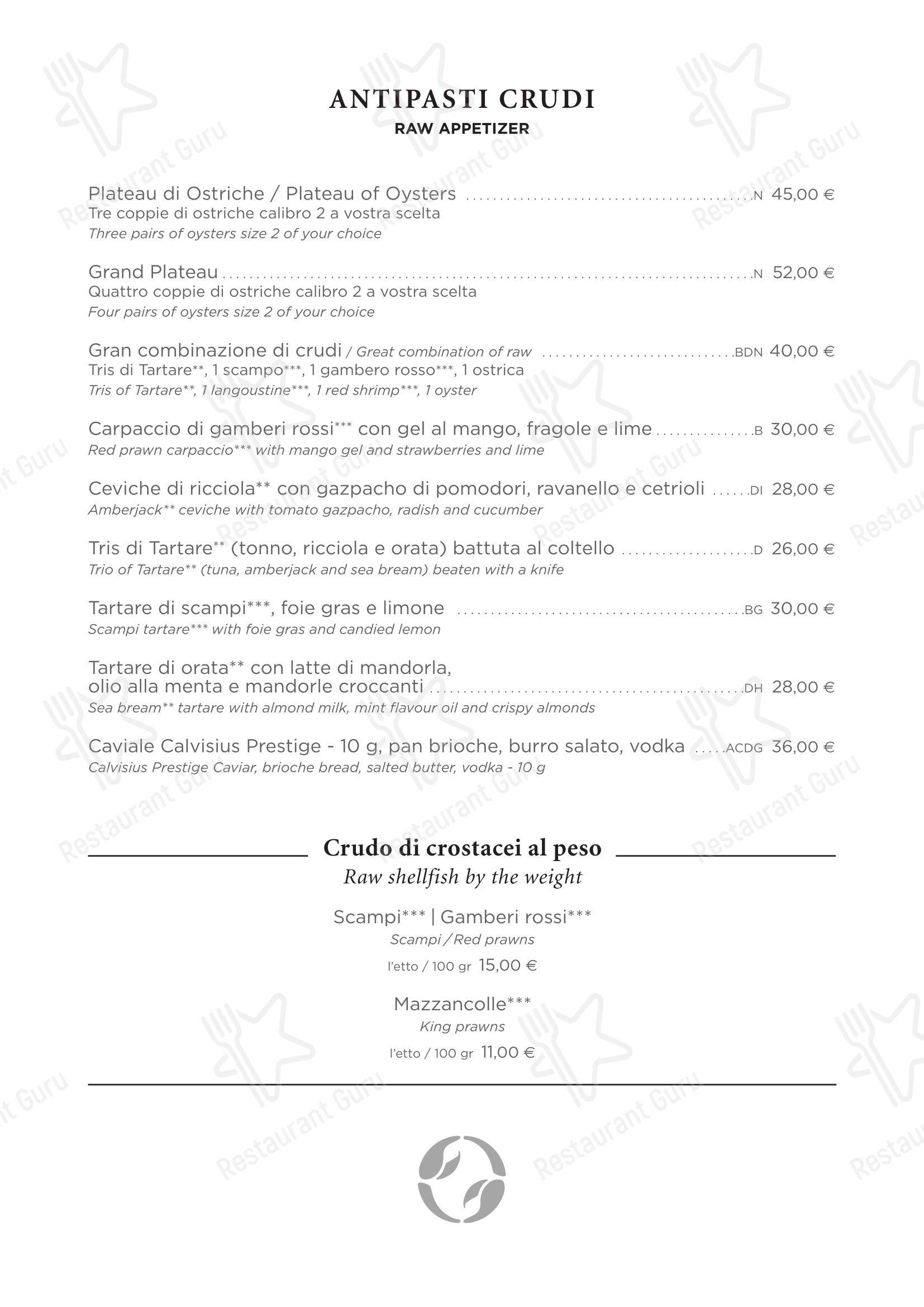 Ristorante Crab в Риме - 菜单