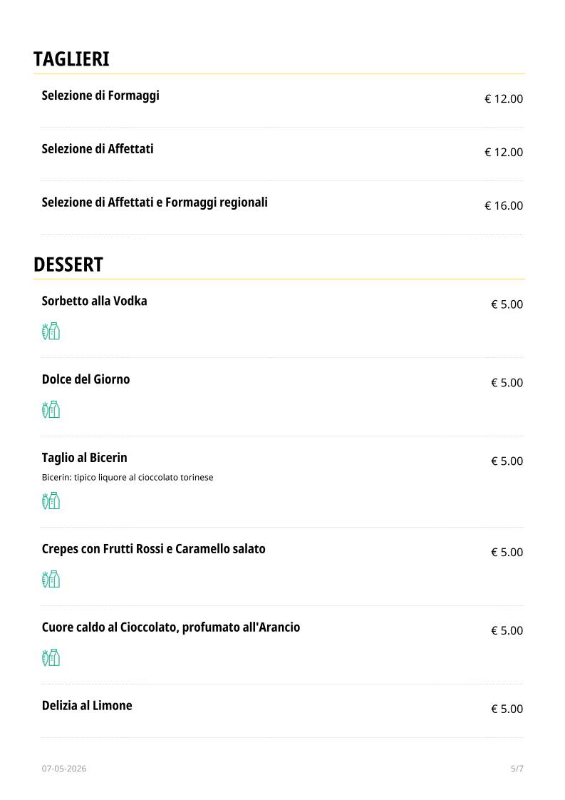 Ristorante Sirio меню