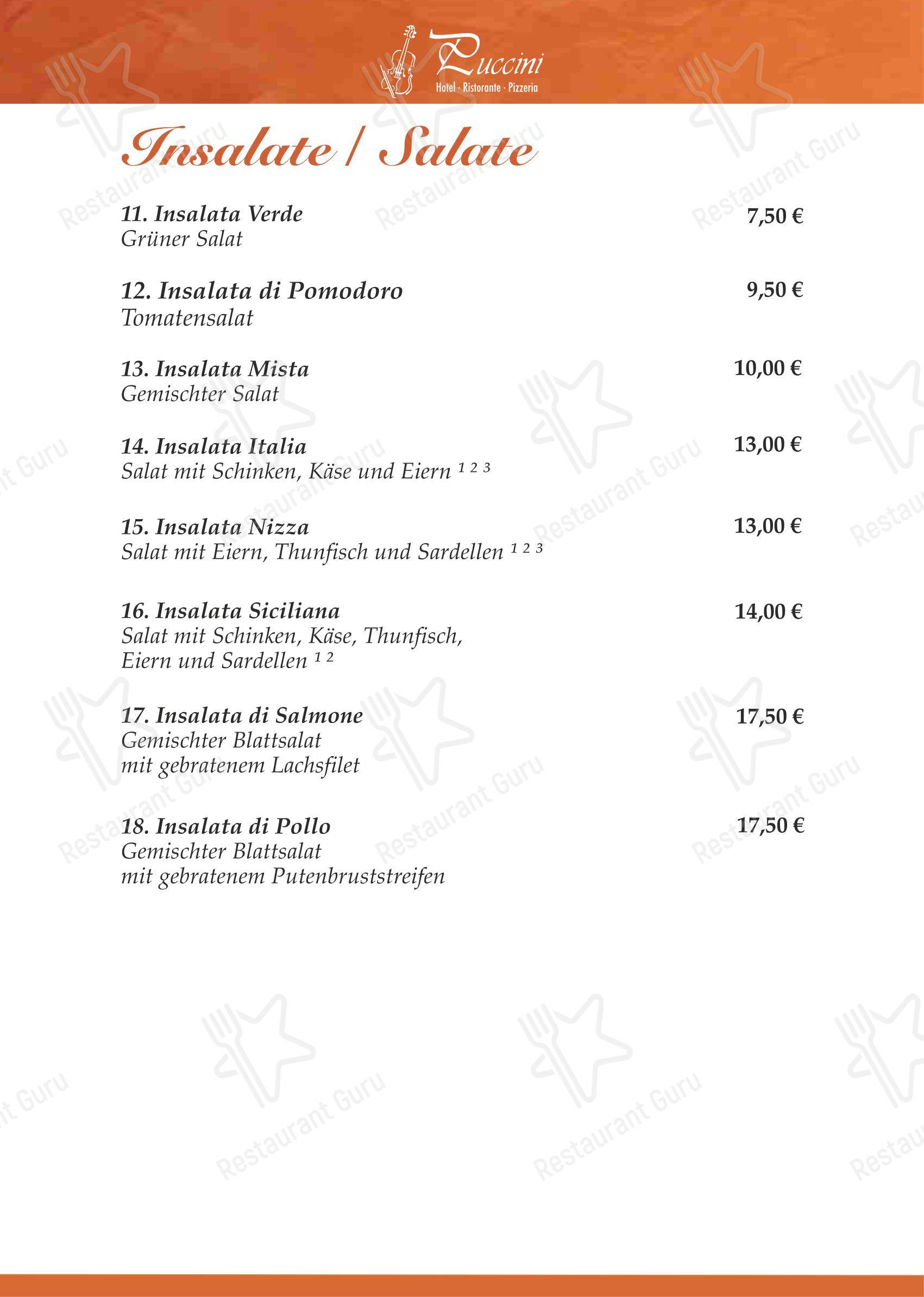 Меню ресторана Ristorante & Hotel Puccini Rastatt - Меню