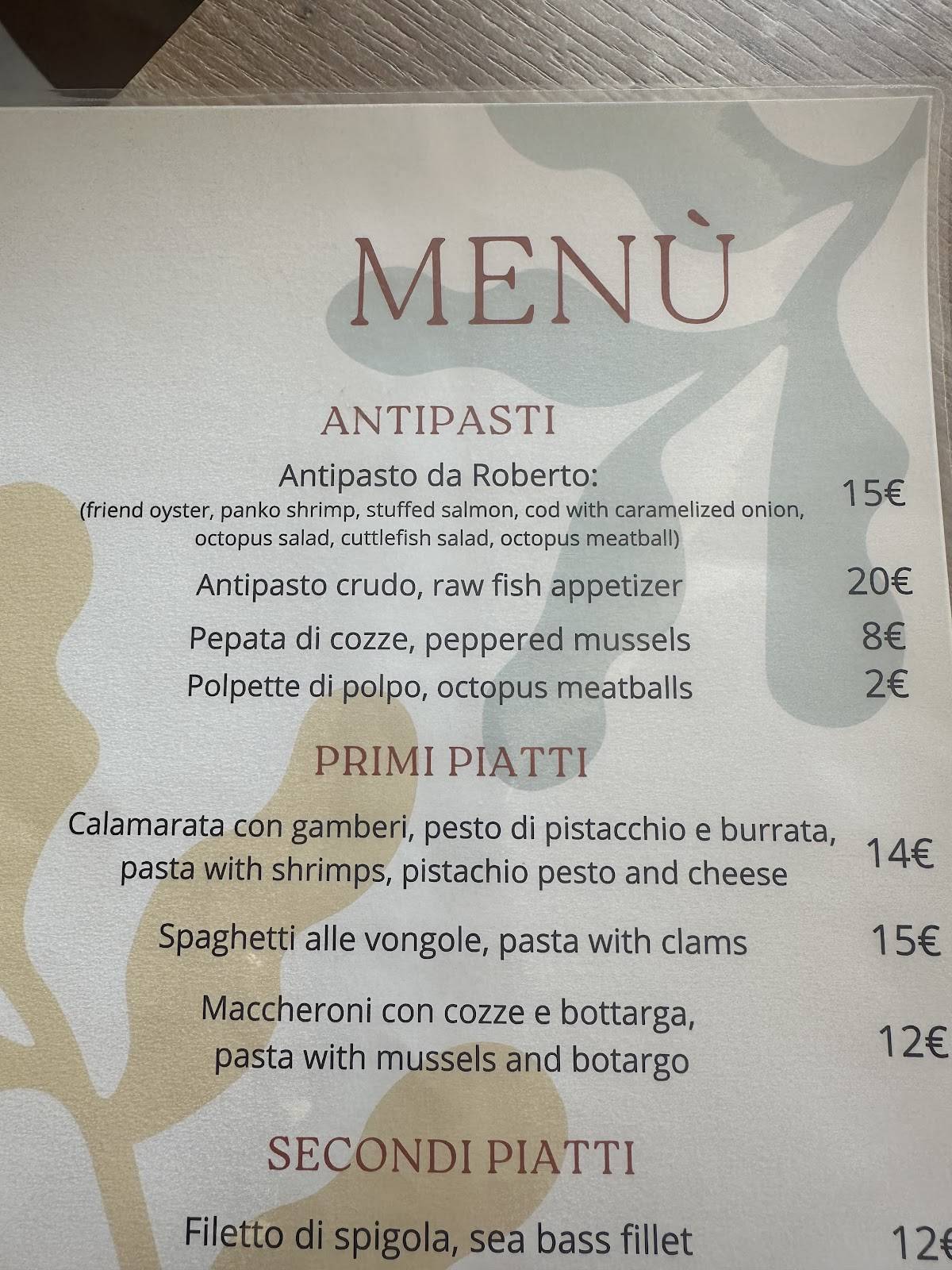 Ristorante da Roberto меню