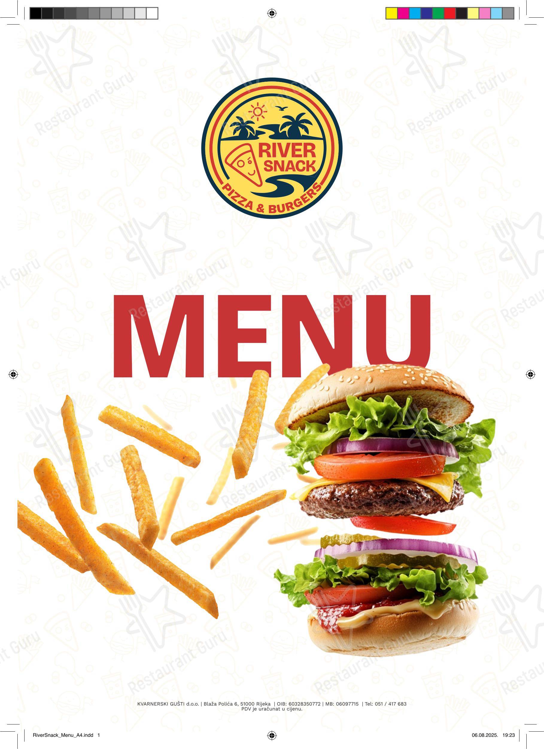River Snack Fast Food в Риеке - Меню