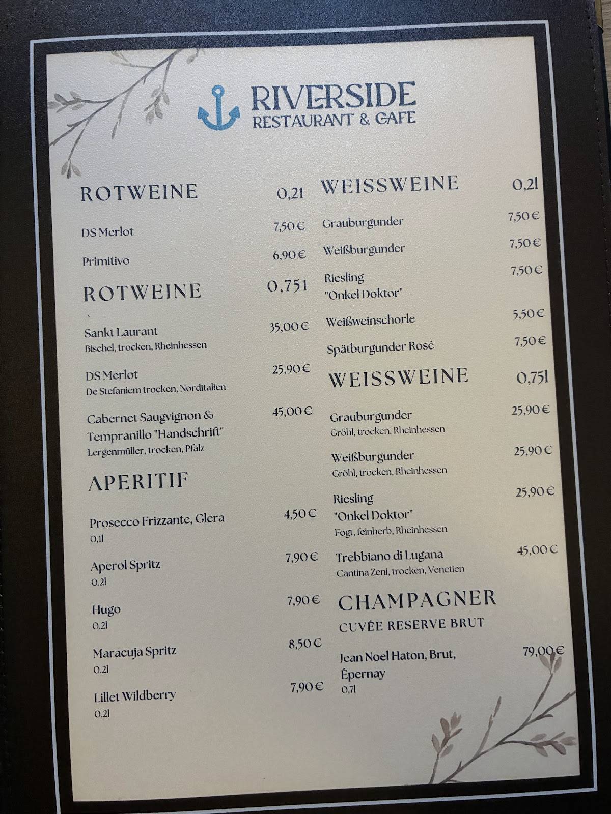 Riverside Restaurant & Cafe меню