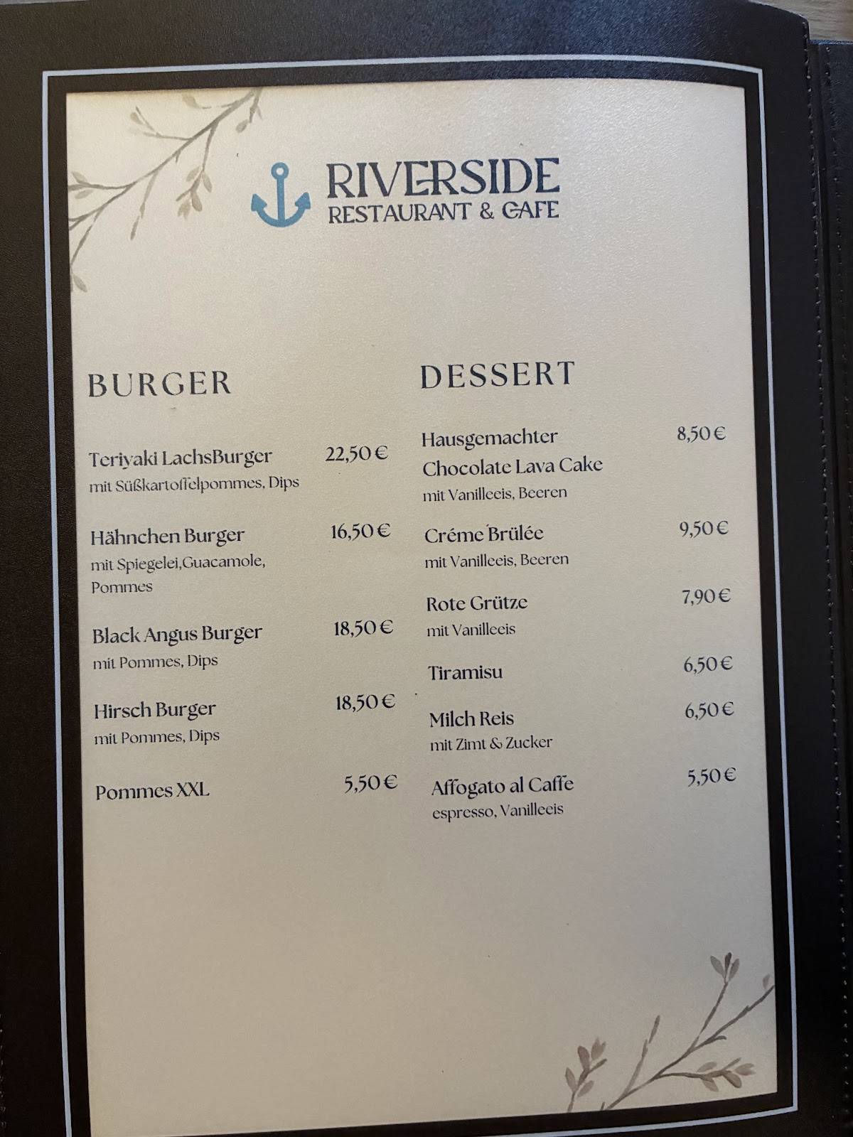 Riverside Restaurant & Cafe меню