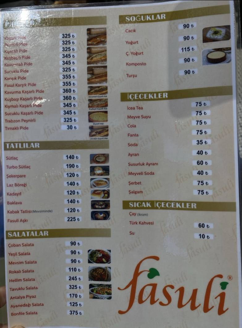 Fasuli Rize меню