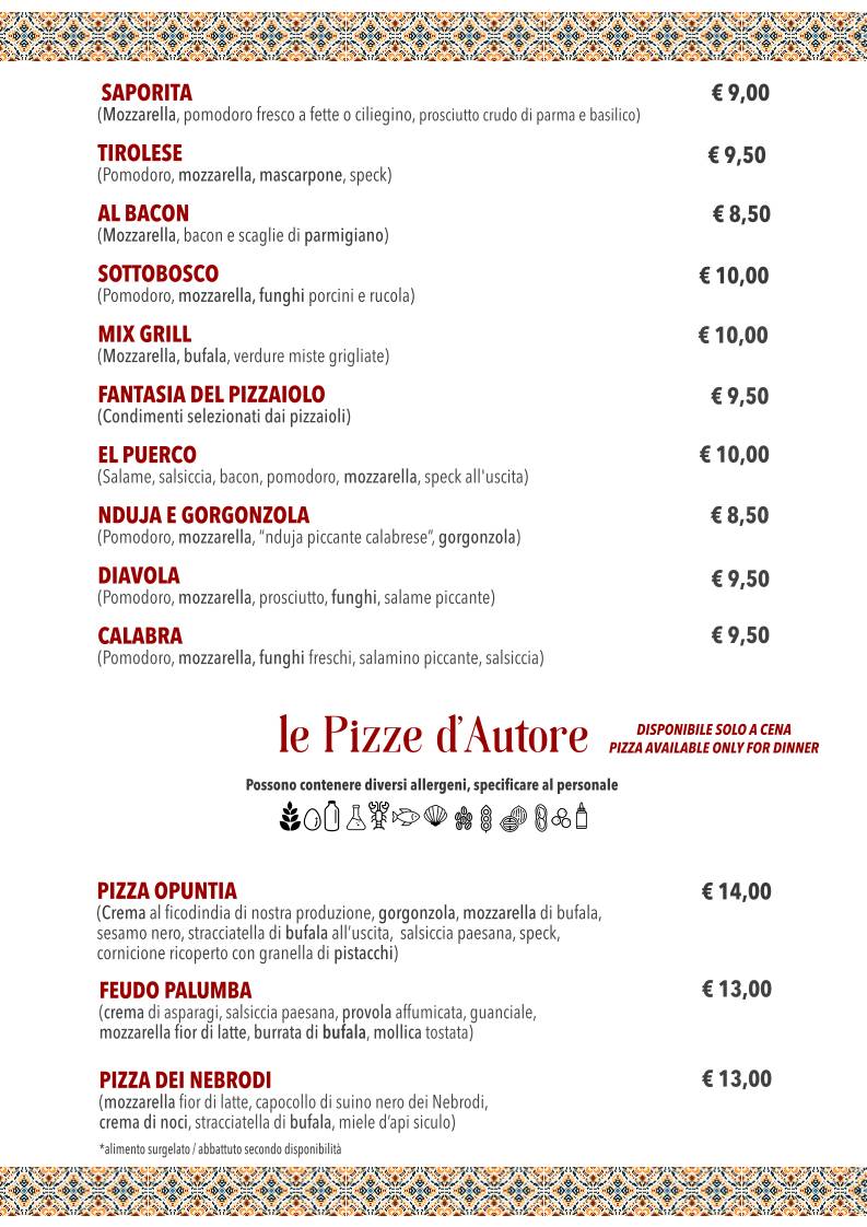 LA ROCCA ALBERGO RISTORANTE SALA RICEVIMENTI PIZZERIA меню