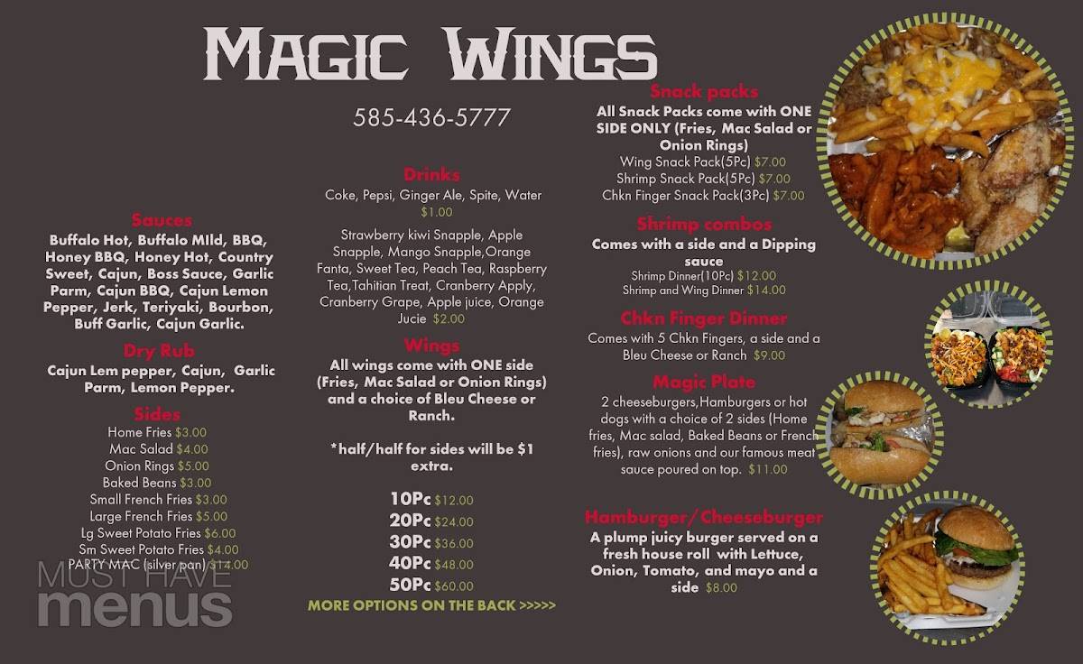 KELVIN'S MAGIC WINGS меню