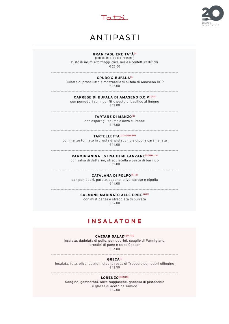 Tatà Pizzeria Griglieria - Pizzeria a Roma меню