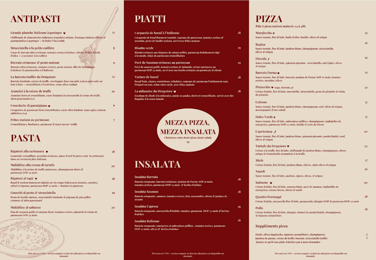 Pizzeria Du Drugstore меню