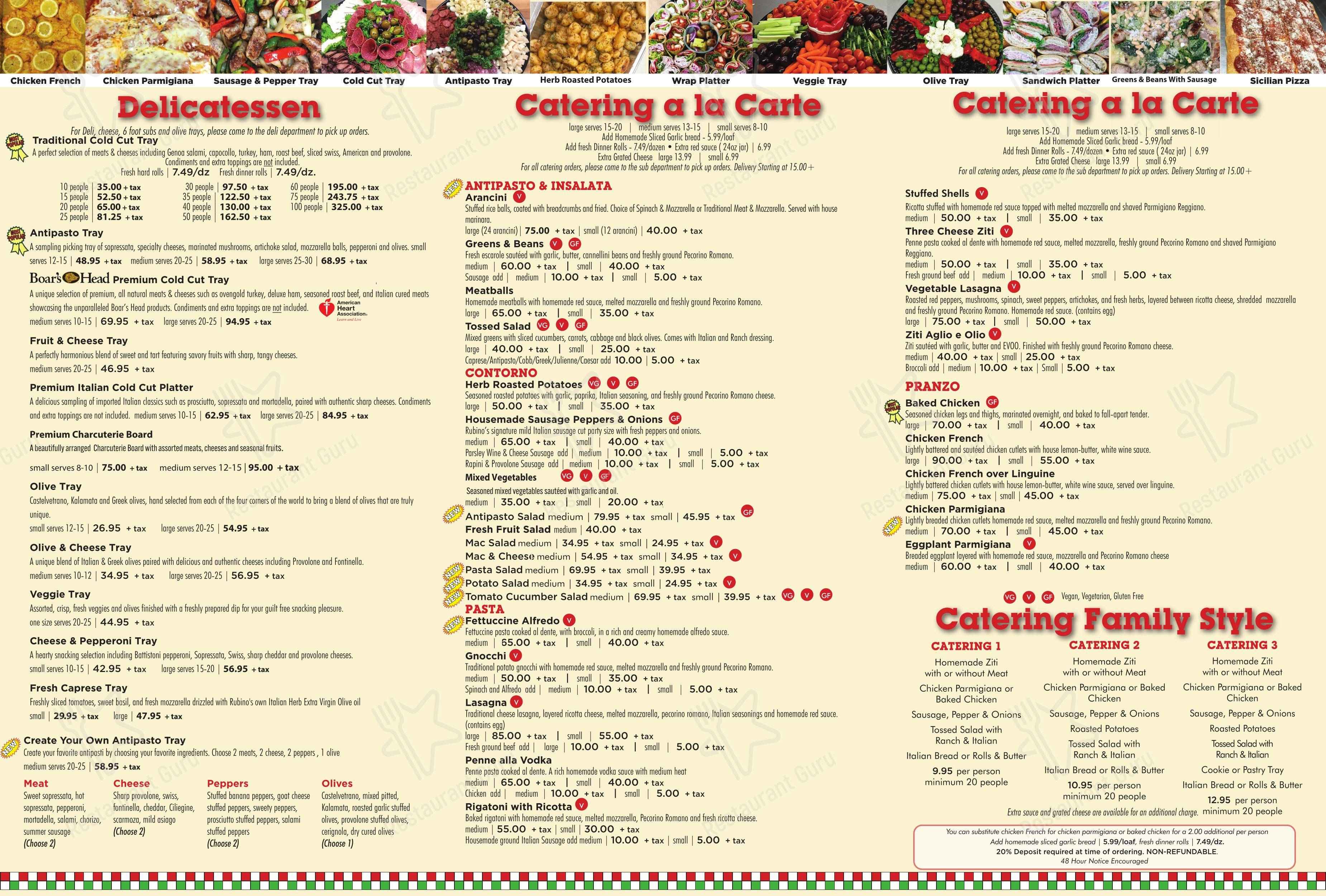 Меню ресторана Rubino's Italian Foods
