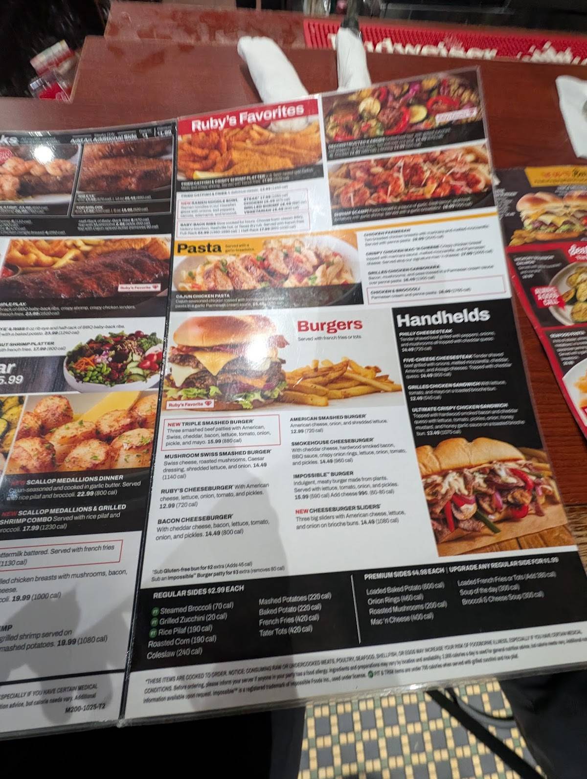 Ruby Tuesday меню