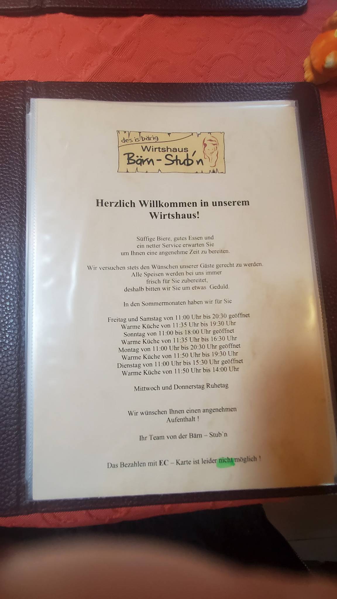 Bärnstubn меню