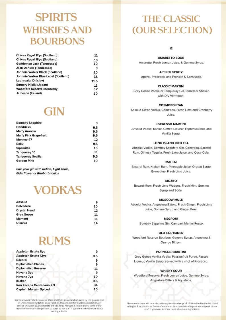 Ten Restaurant меню