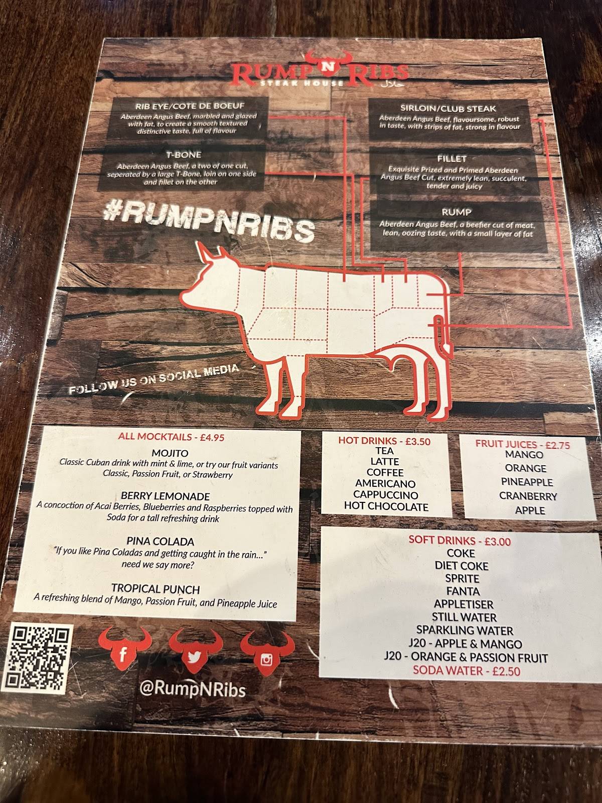 Rump N Ribs Steakhouse меню
