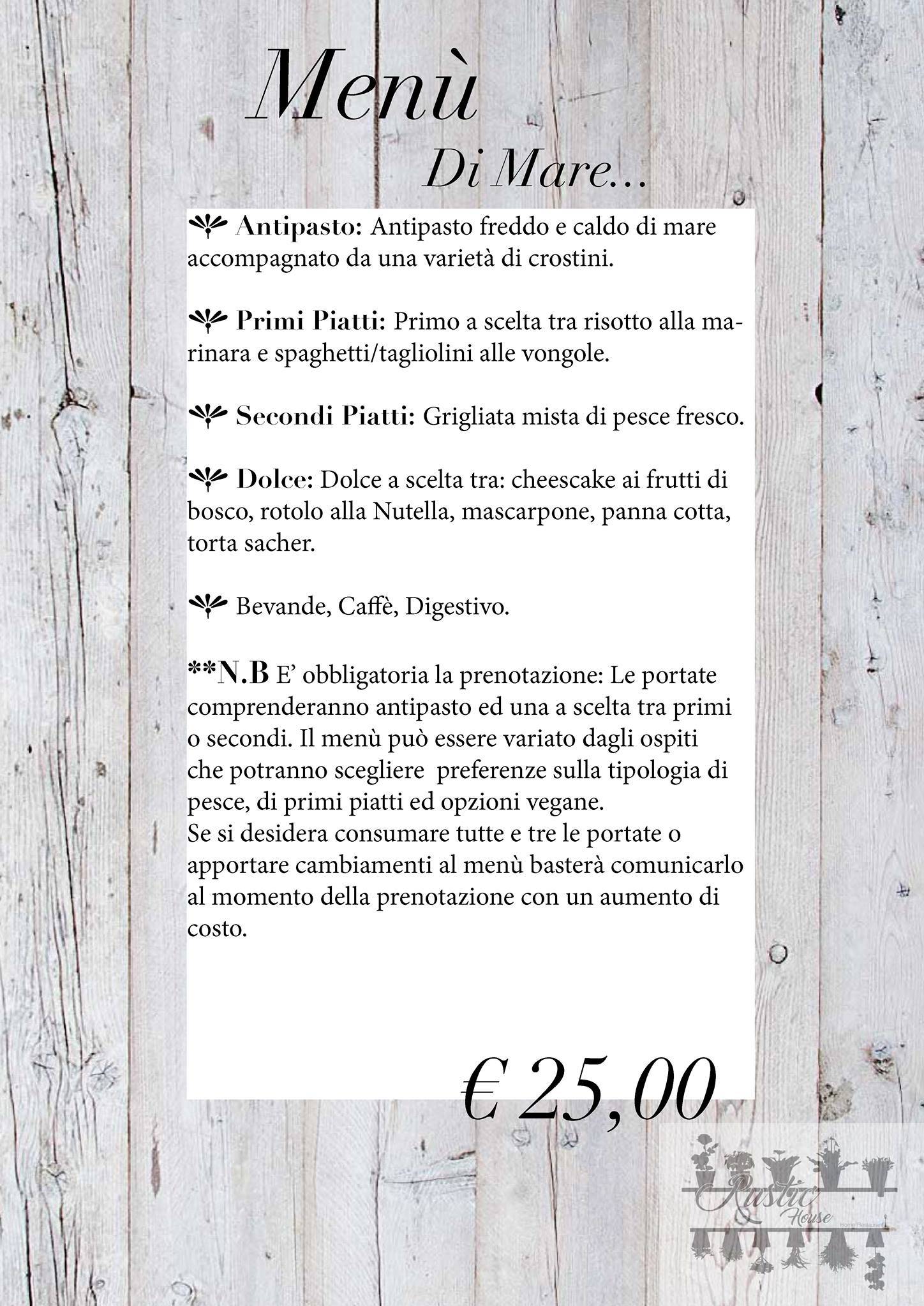 Rustic House Gradara меню