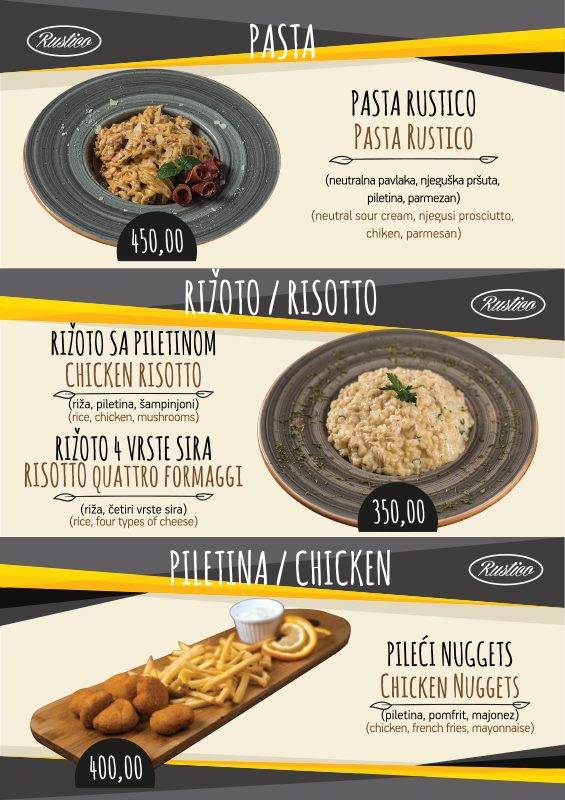 Rustico - restoran pizzeria меню