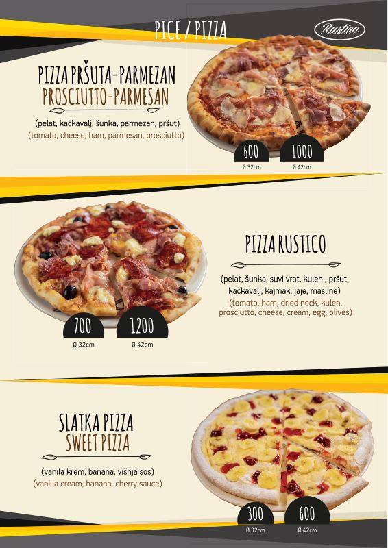 Rustico - restoran pizzeria меню