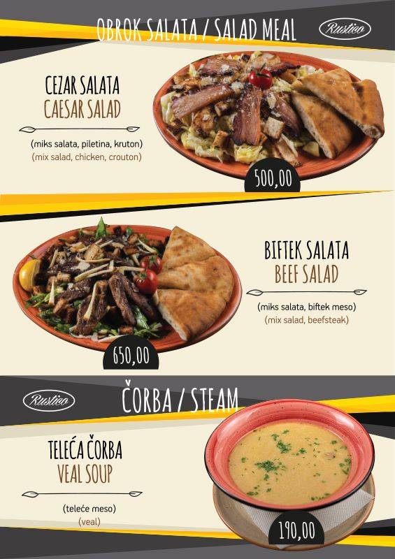 Rustico - restoran pizzeria меню