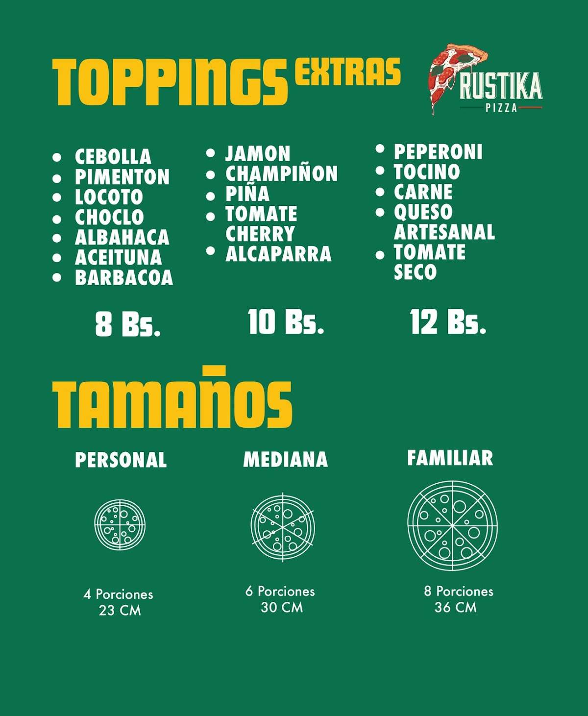 Rustika Pizza меню