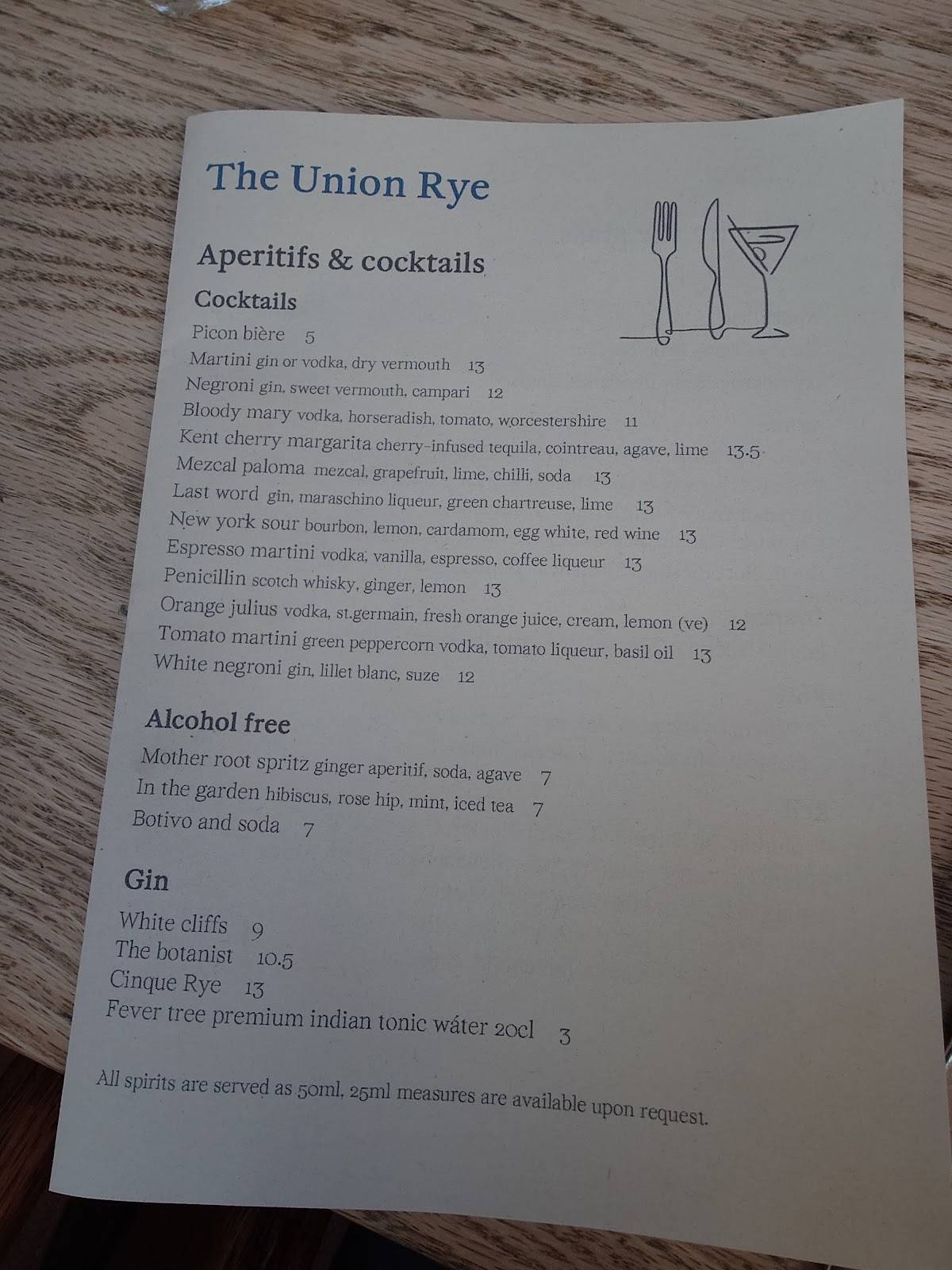 The Union Rye меню