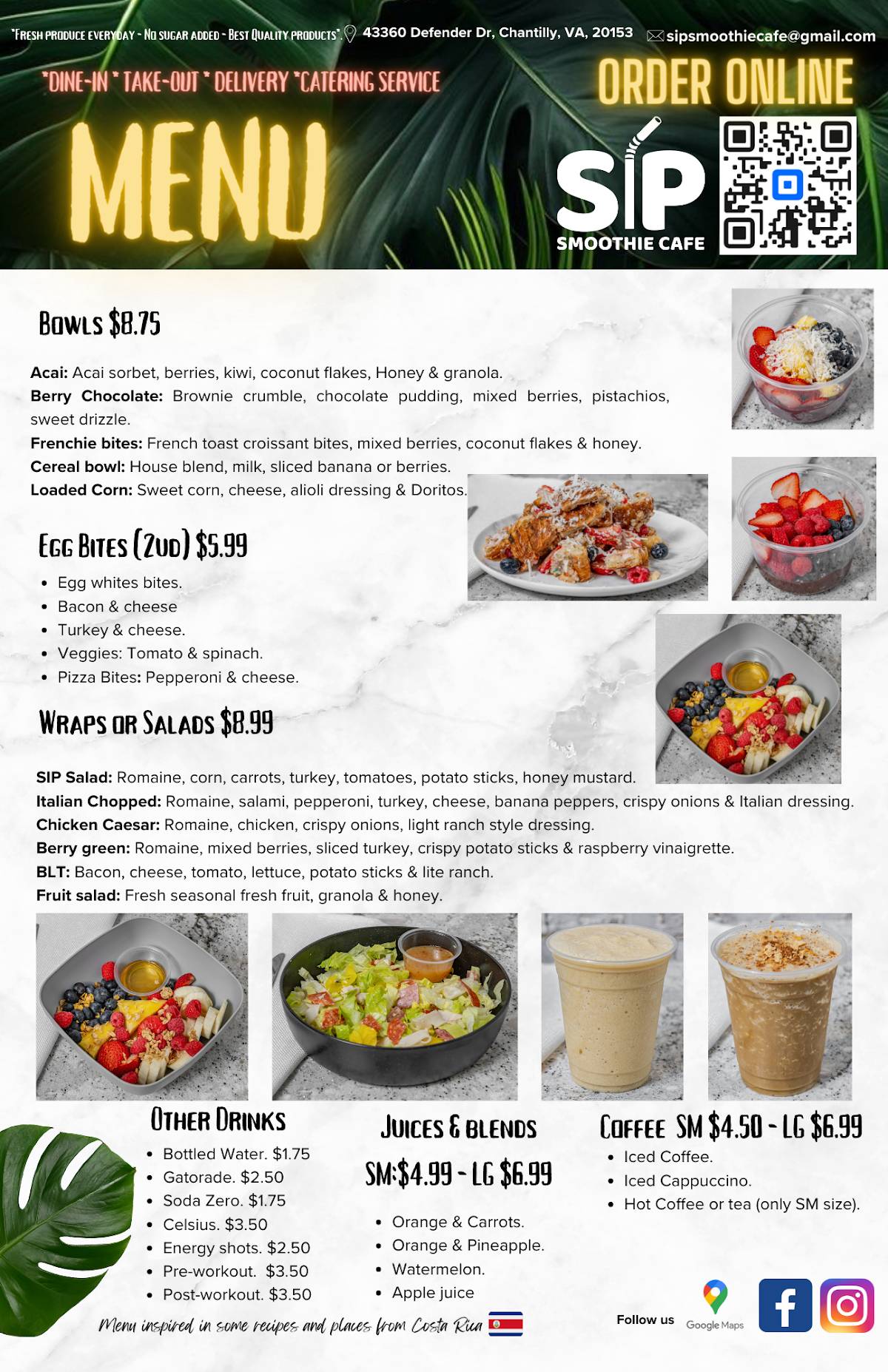 SIP Smoothie Cafe меню