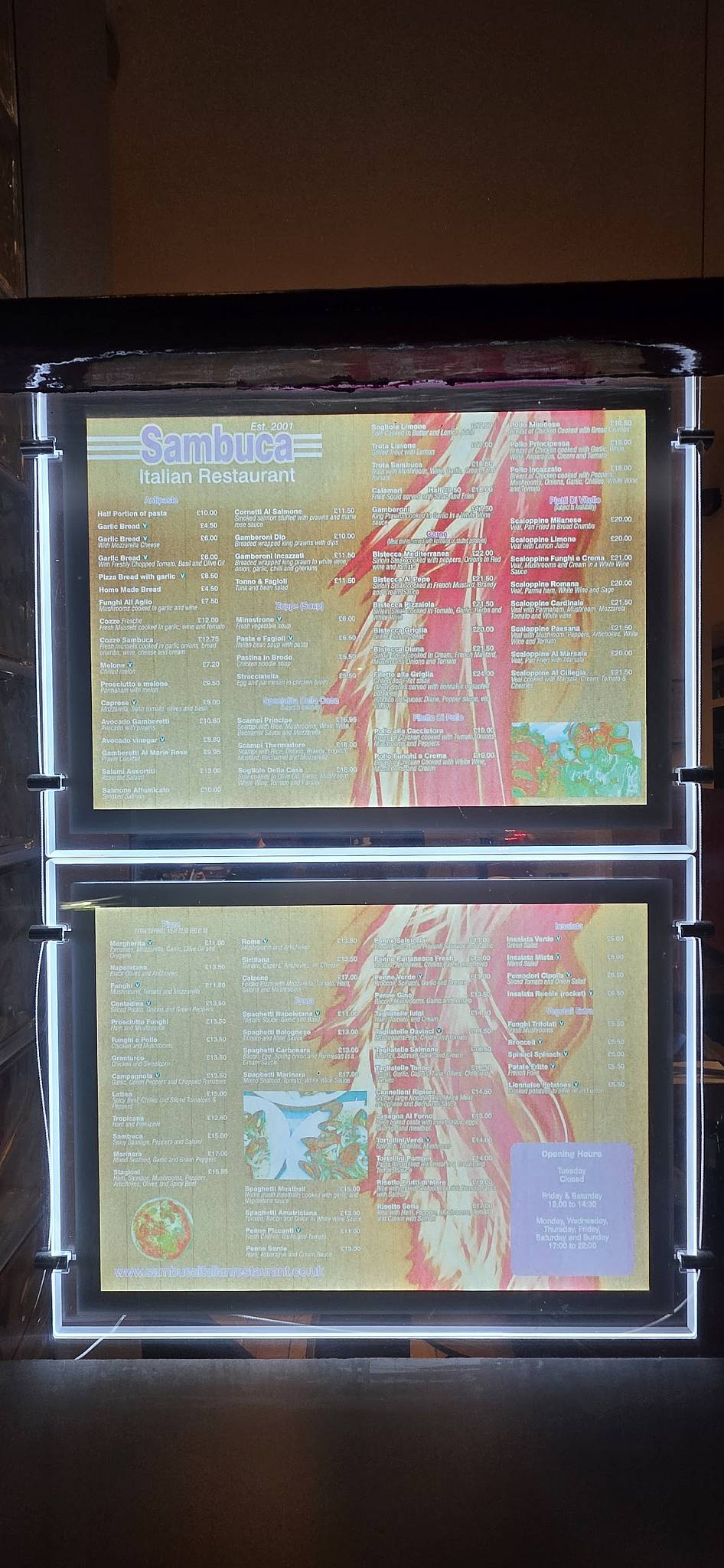 Sambuca Italian Restaurant меню