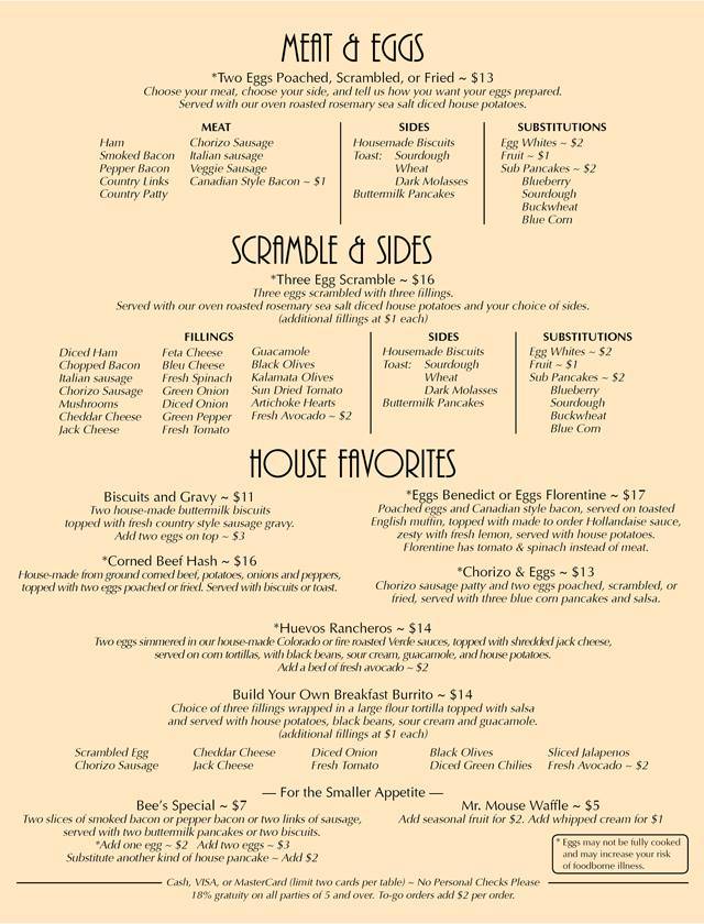 Sanborn's меню