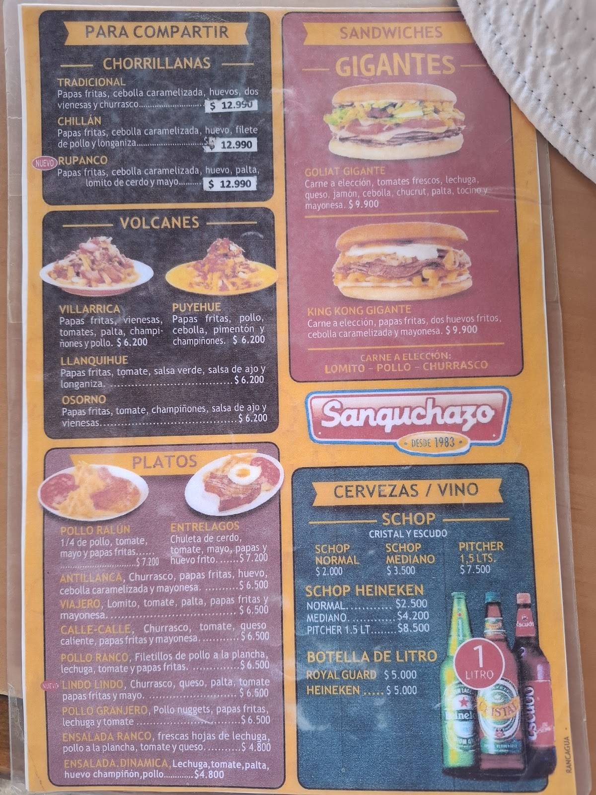Sanguchazo меню