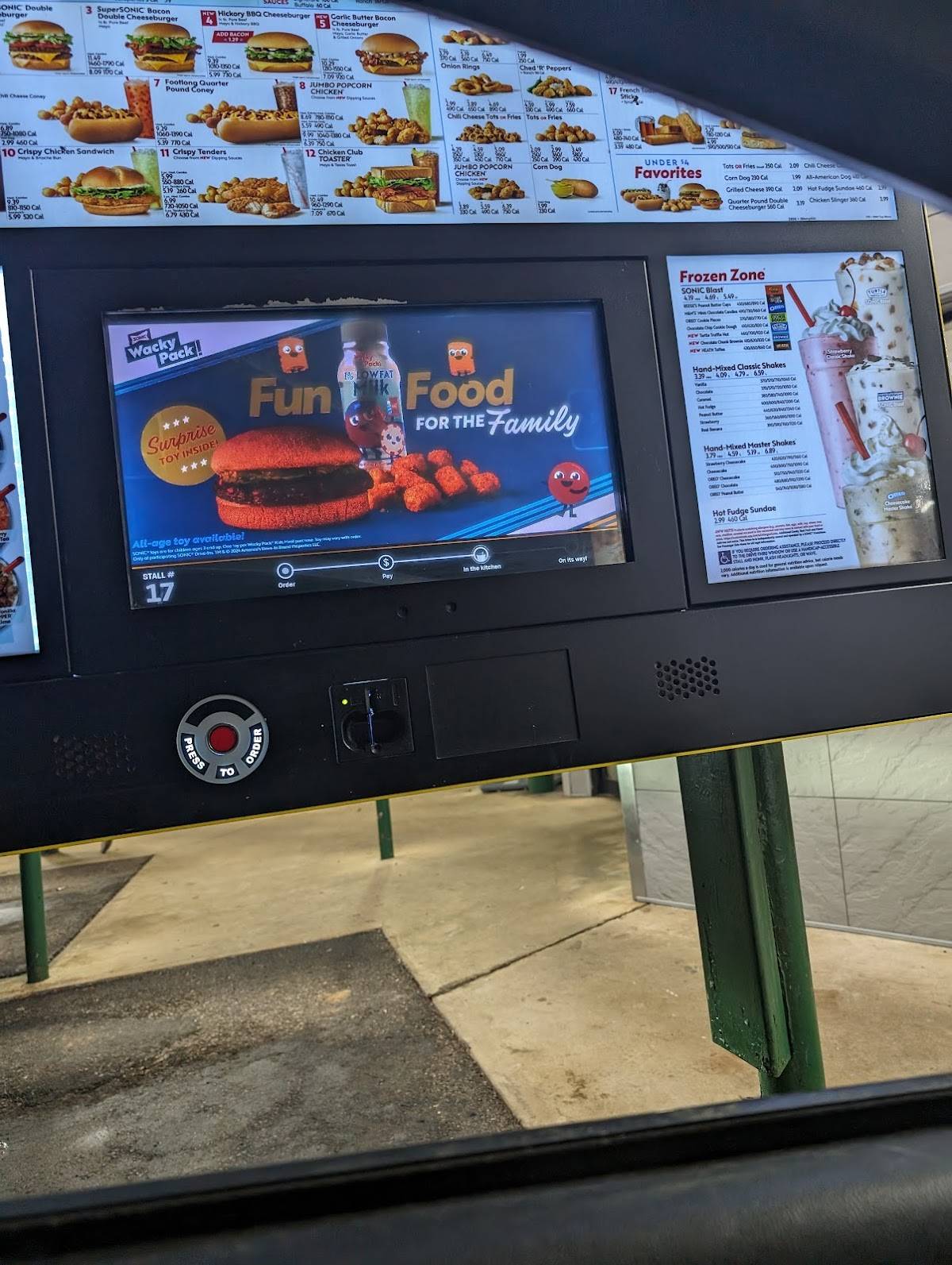 Sonic Drive-In меню