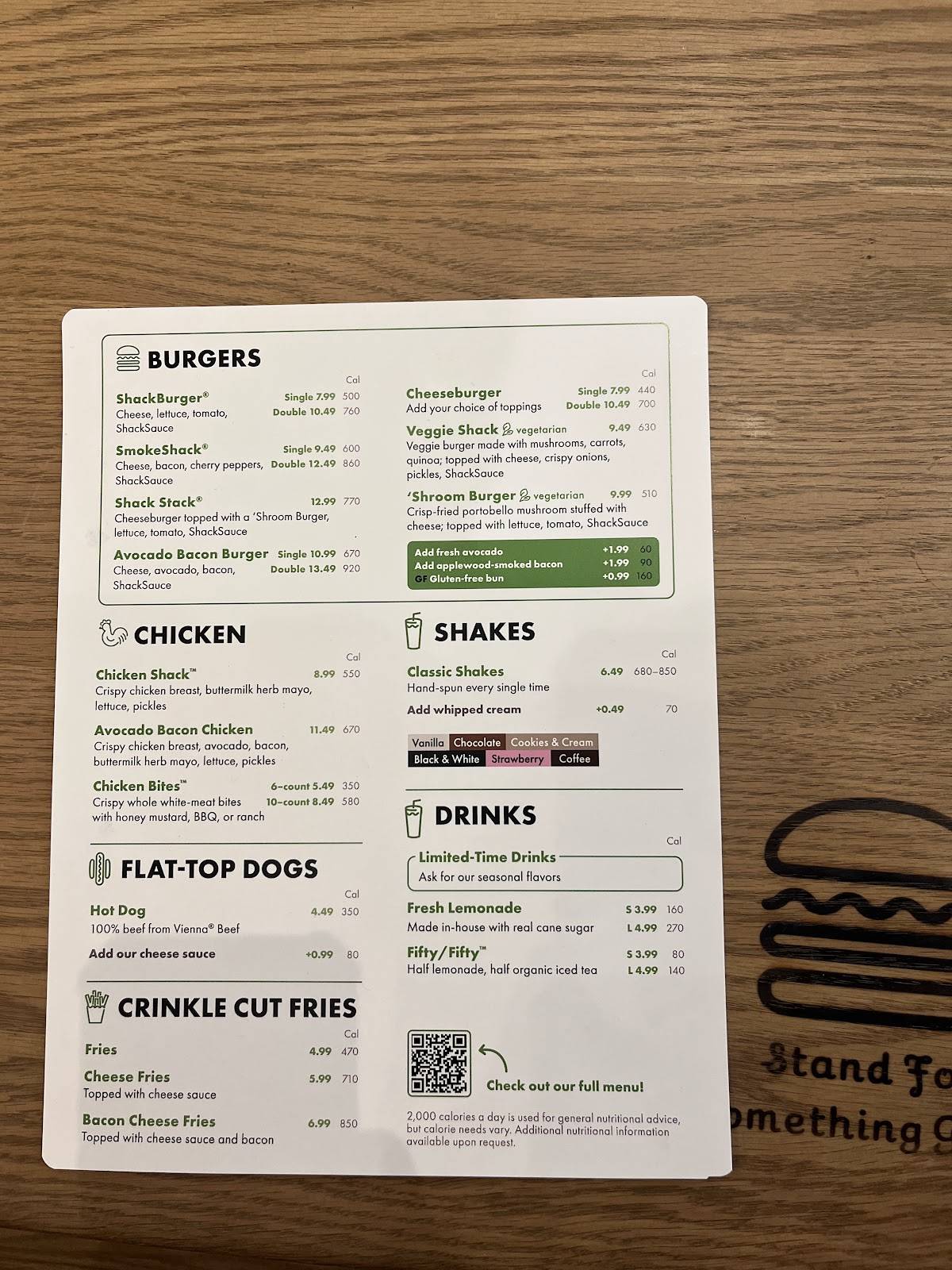 Shake Shack Union меню