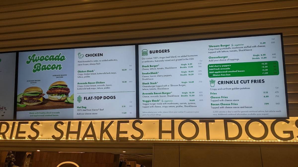 Shake Shack Logan Airport меню
