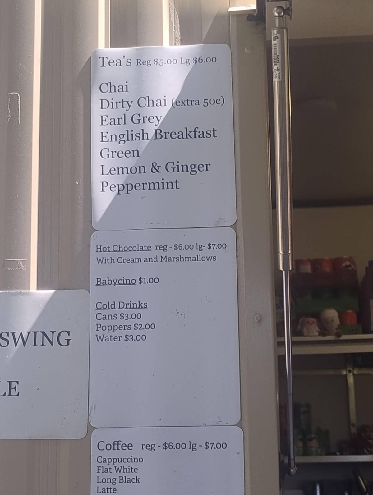 Sheena’s coffee kiosk меню