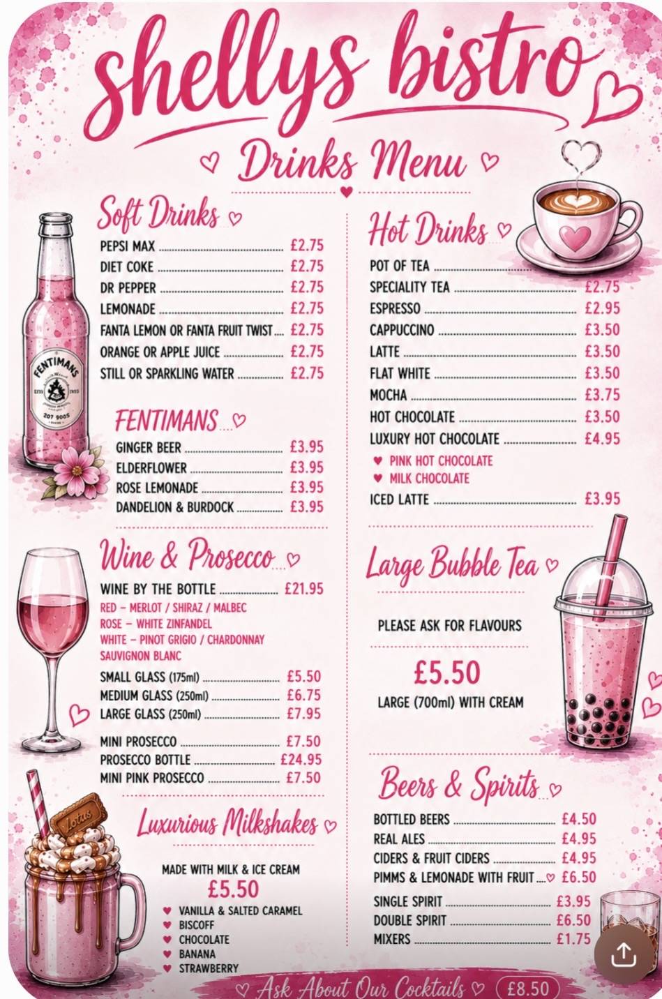 Shelly's bistro меню