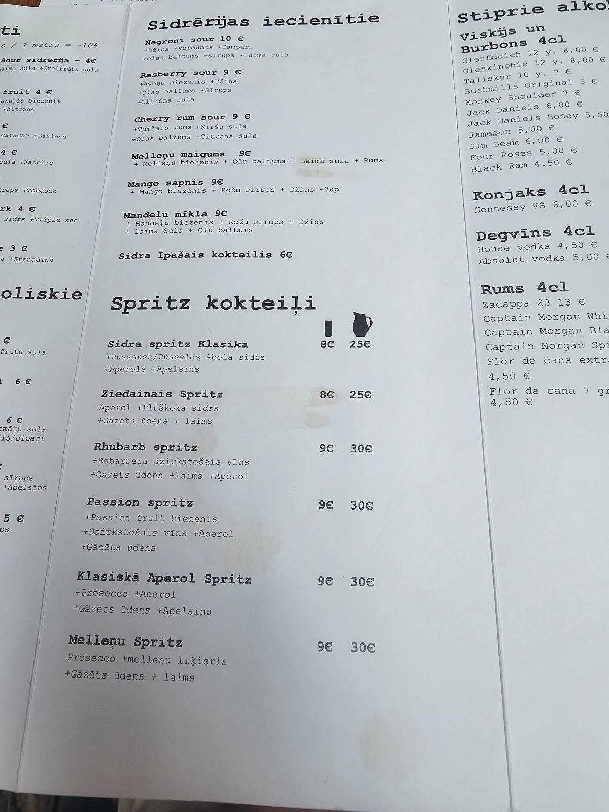 Sidrerija Taproom меню