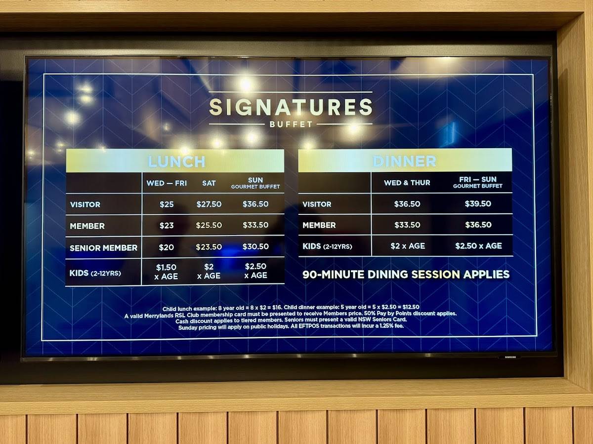Signatures Buffet меню