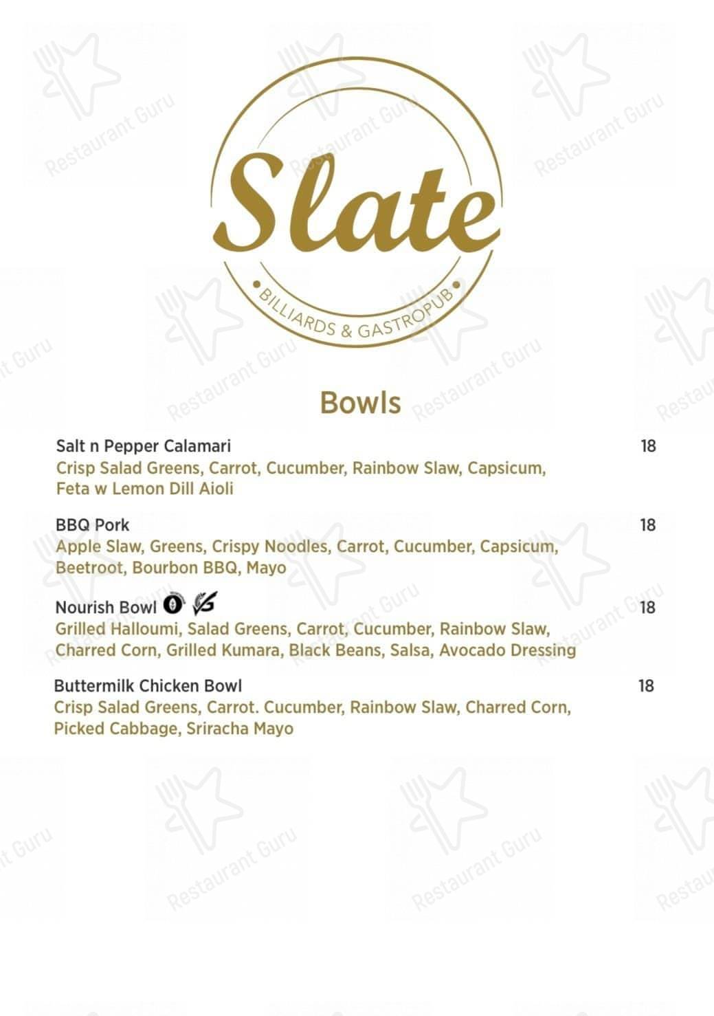 Slate - Billiards & Gastropub меню