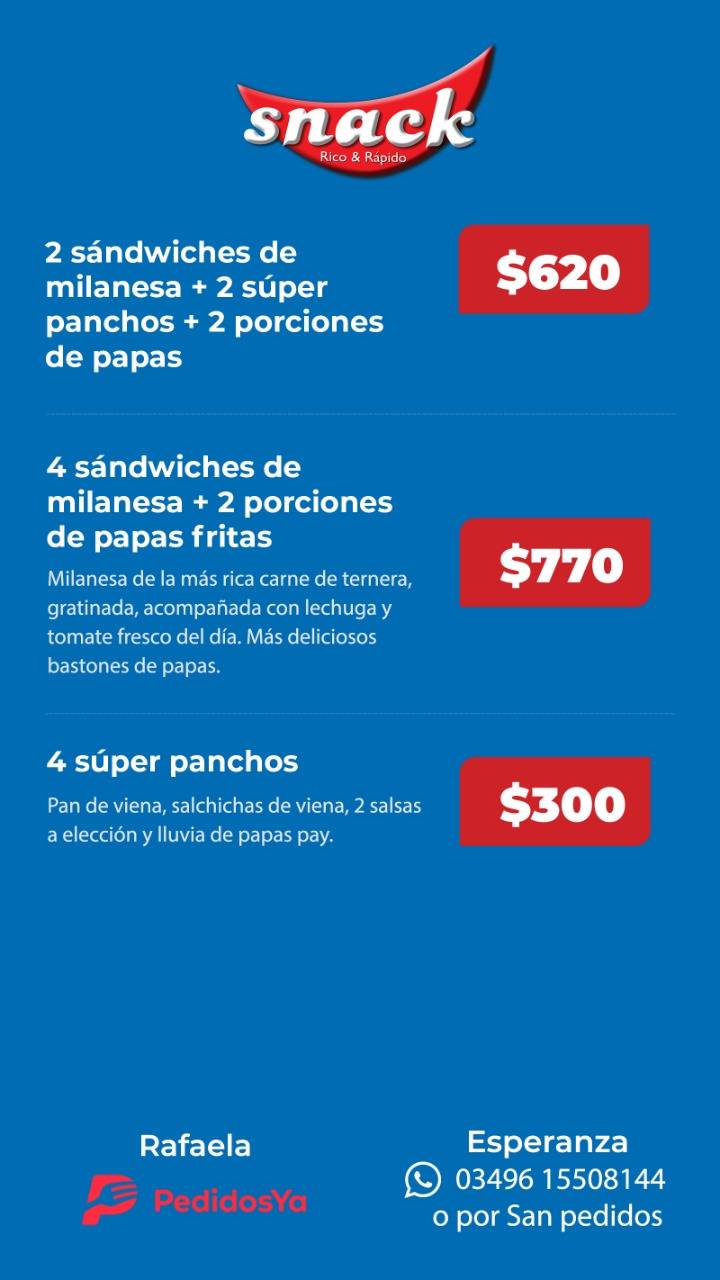 Snack Rico y Rápido меню