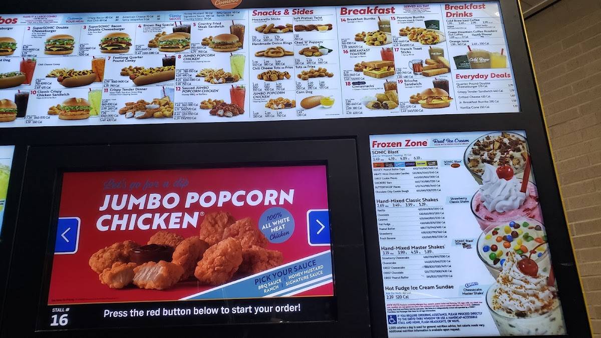 Sonic Drive-In меню
