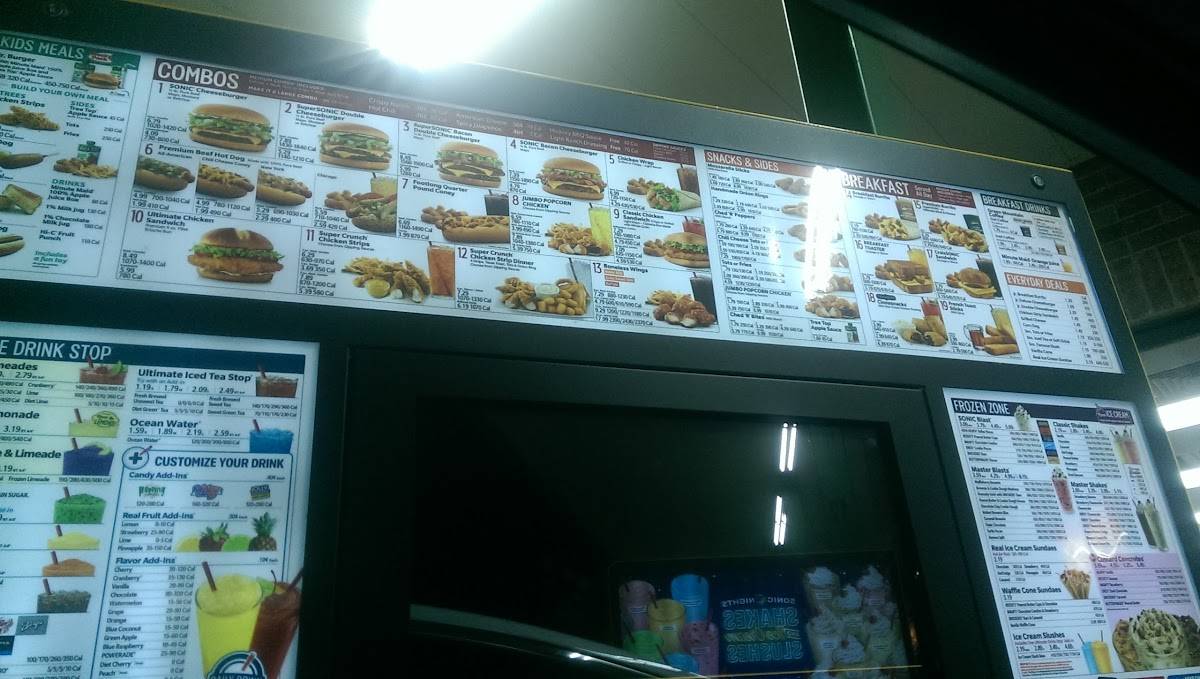Sonic Drive-In меню