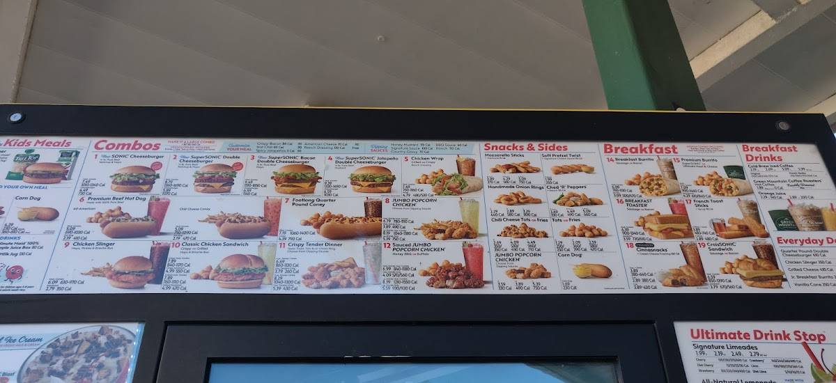 Sonic Drive-In меню