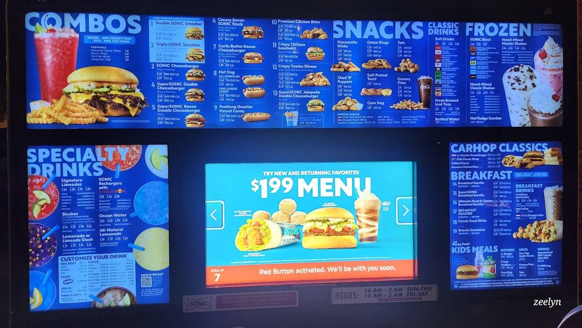 Sonic Drive-In меню