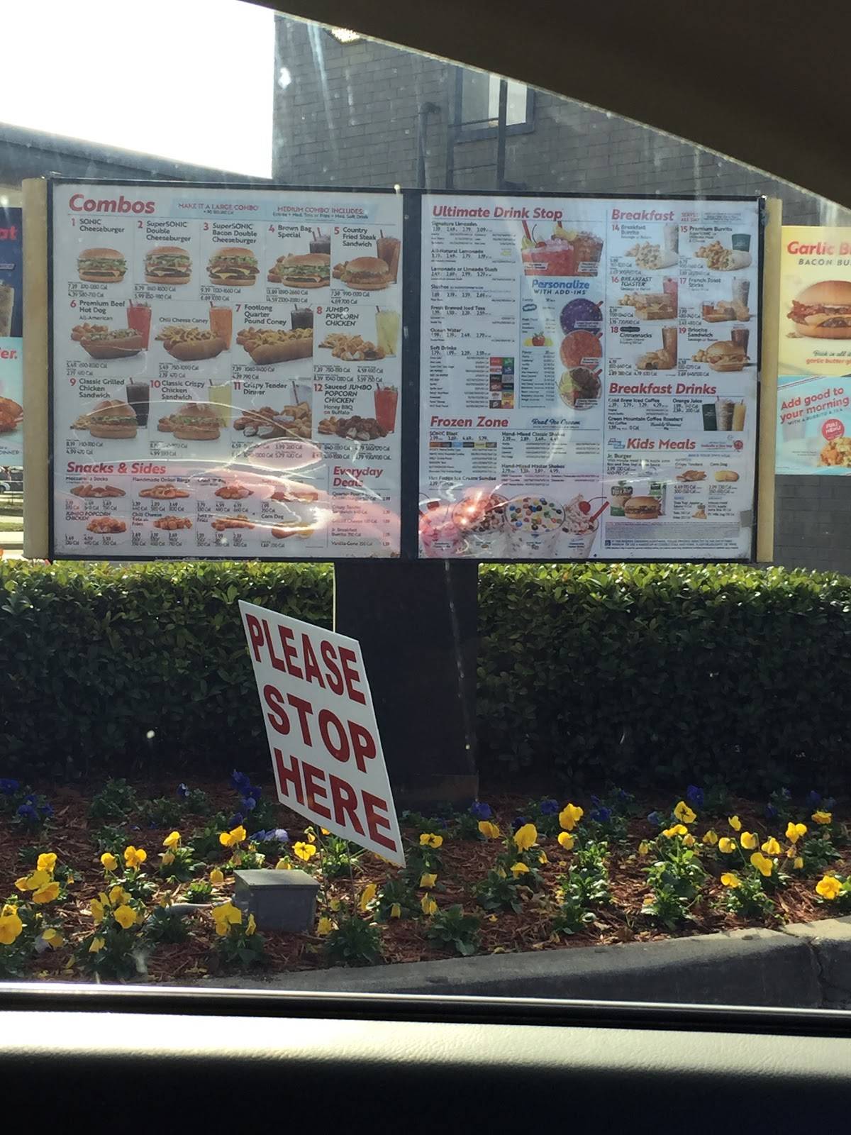 Sonic Drive-In меню