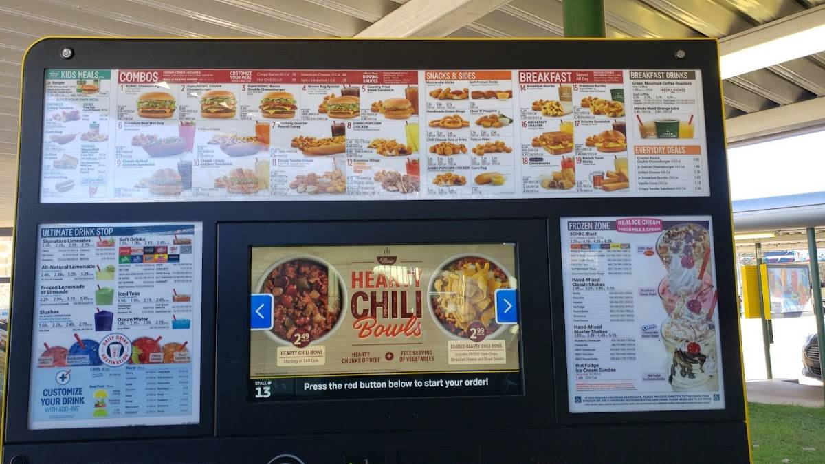 Sonic Drive-In меню