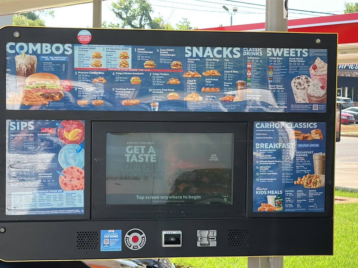 Sonic Drive-In меню