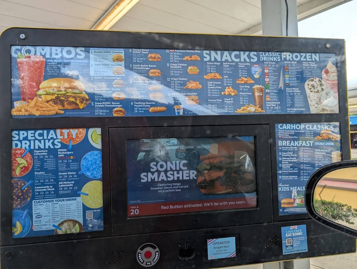 Sonic Drive-In меню