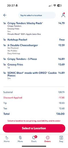 Sonic Drive-In меню