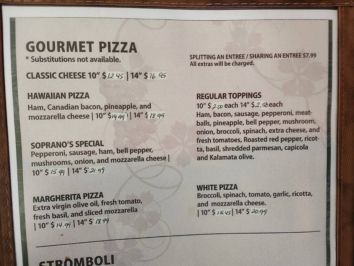 Sopranos Grill меню