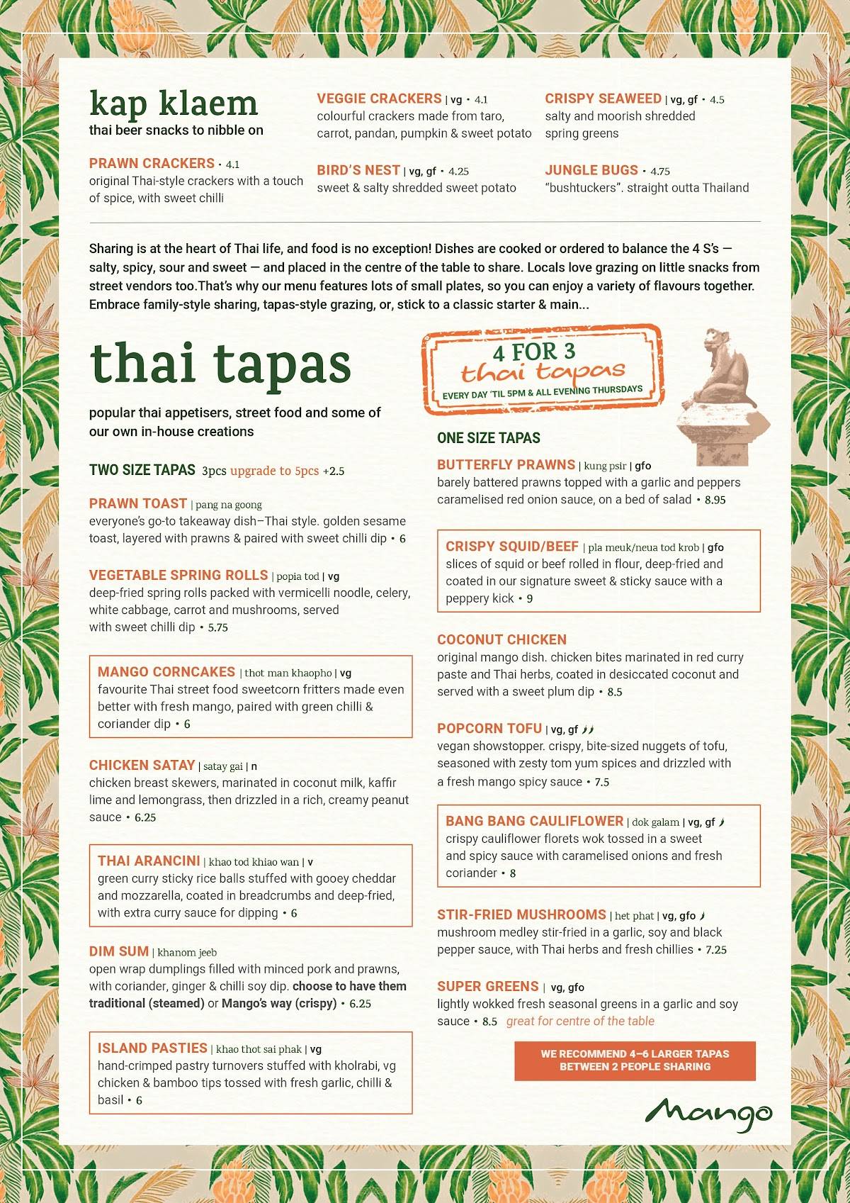 Mango Thai Tapas - Portswood меню