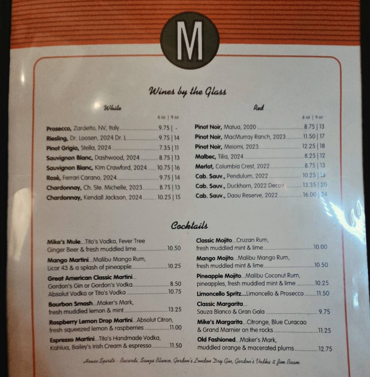 Mike's American меню