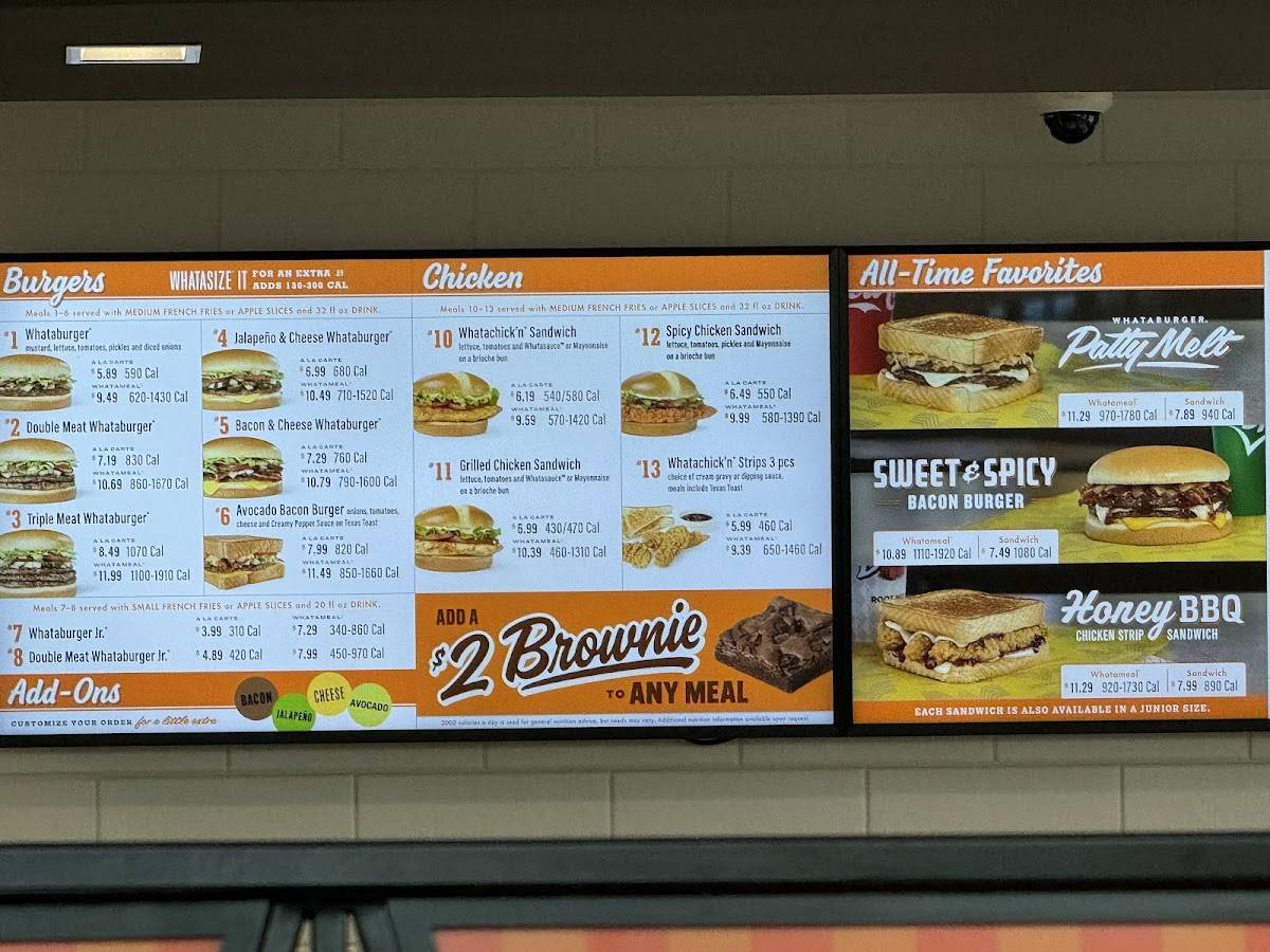 Whataburger меню